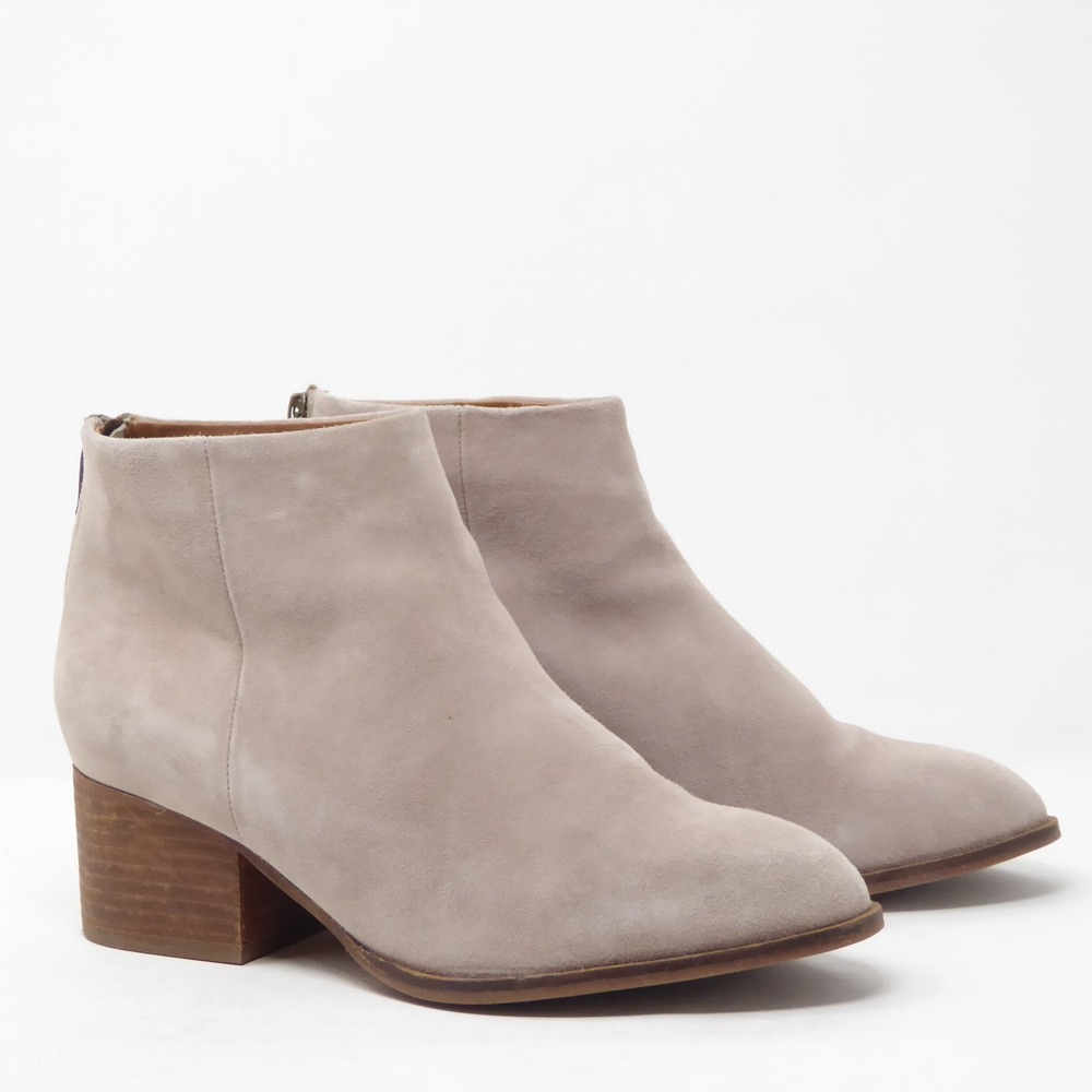 Seychelles Floodplain Suede Leather Ankle Boots Beige Size 6.5 Block Heel